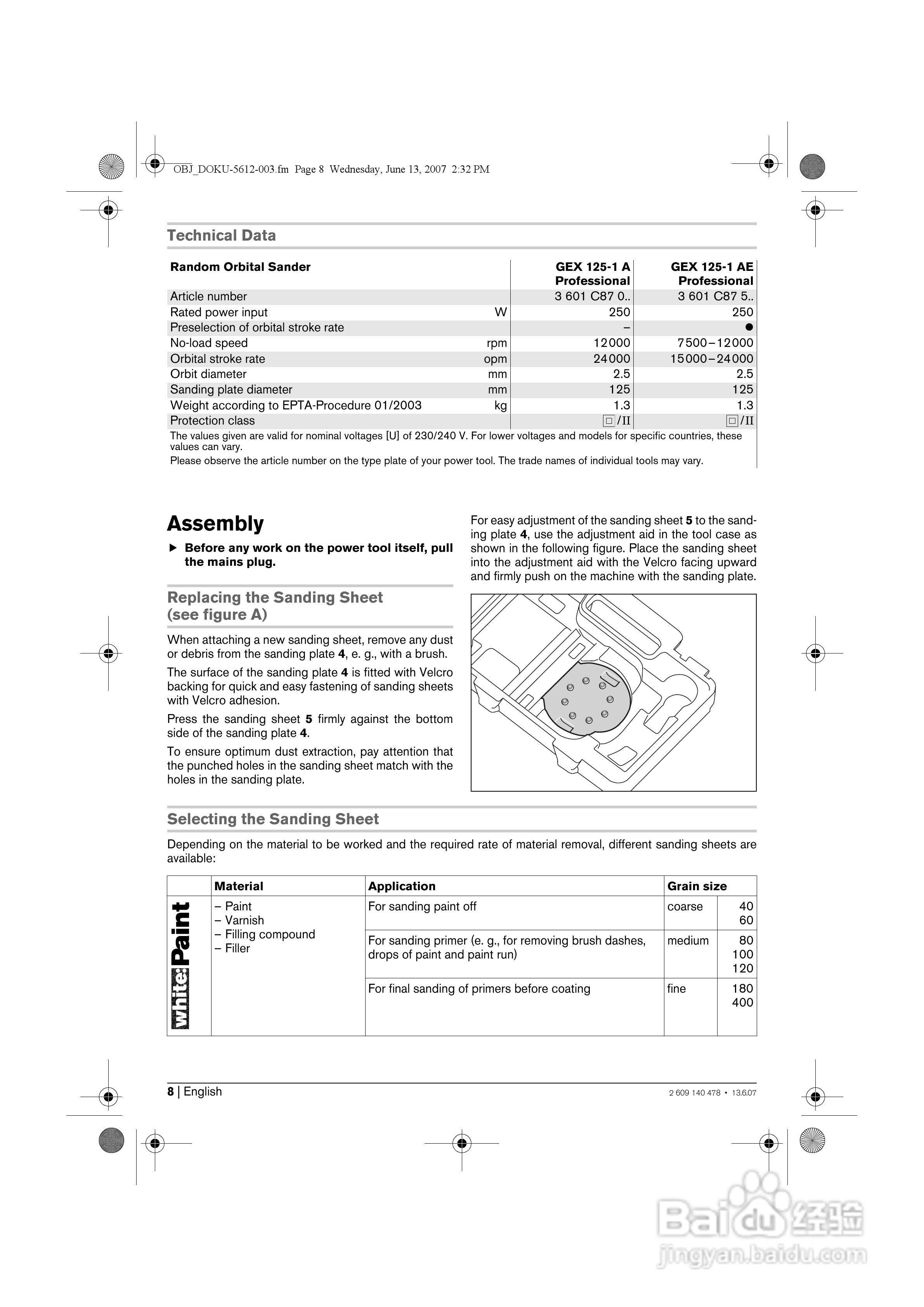 BOSCH GEX 125-1 A电磨操作说明书:[1]