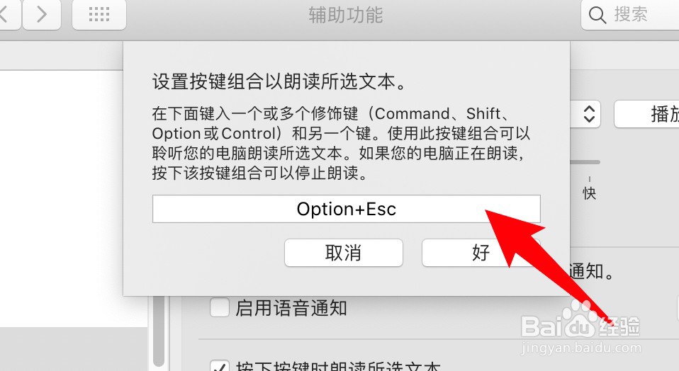mac电脑怎么更改朗读文本的按键