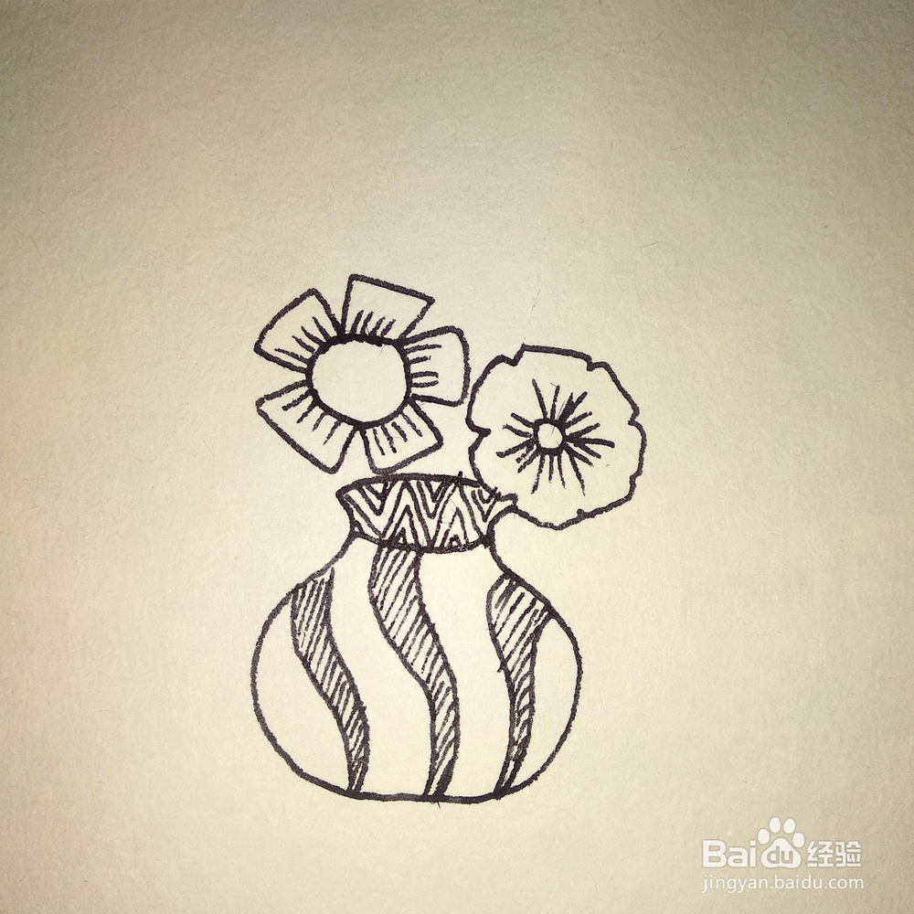 如何画一个很有创意的盆景卡通儿童简笔画