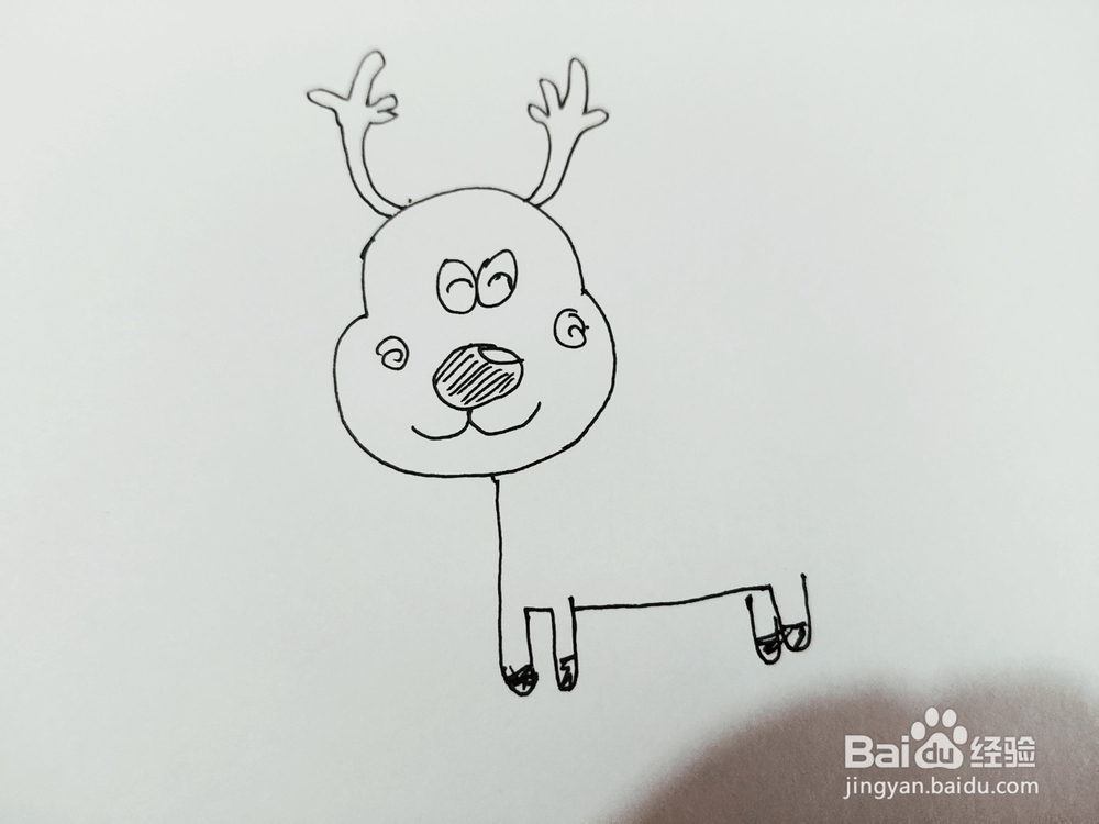 怎么画麋鹿和雪人简笔画