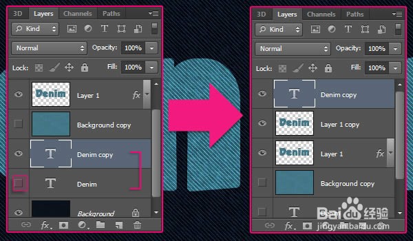 如何在Photoshop中制作缝合牛仔布文字效果