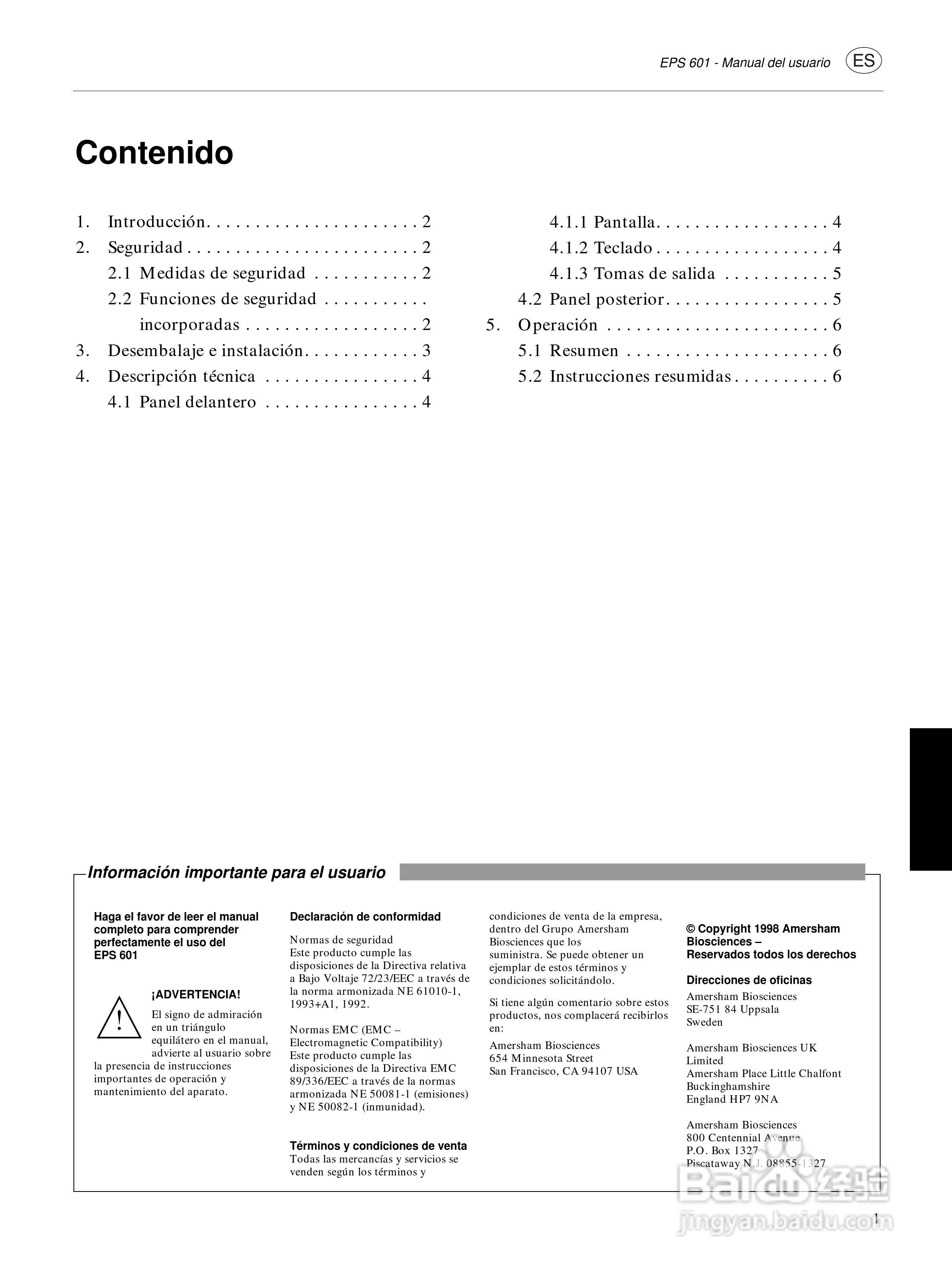 Amersham-eps601电源使用说明书:[4]