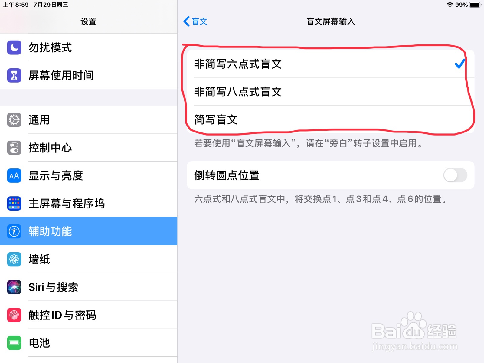 iPad怎么在旁白设置盲文屏幕输入