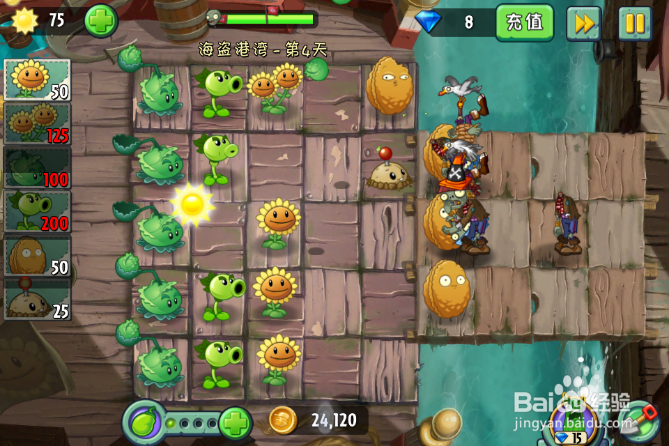 植物大战僵尸2:第4天(海盗港湾)