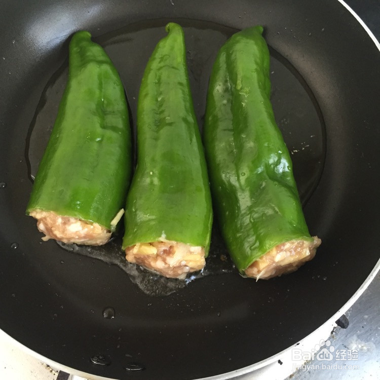 肉酿虎皮尖椒的做法