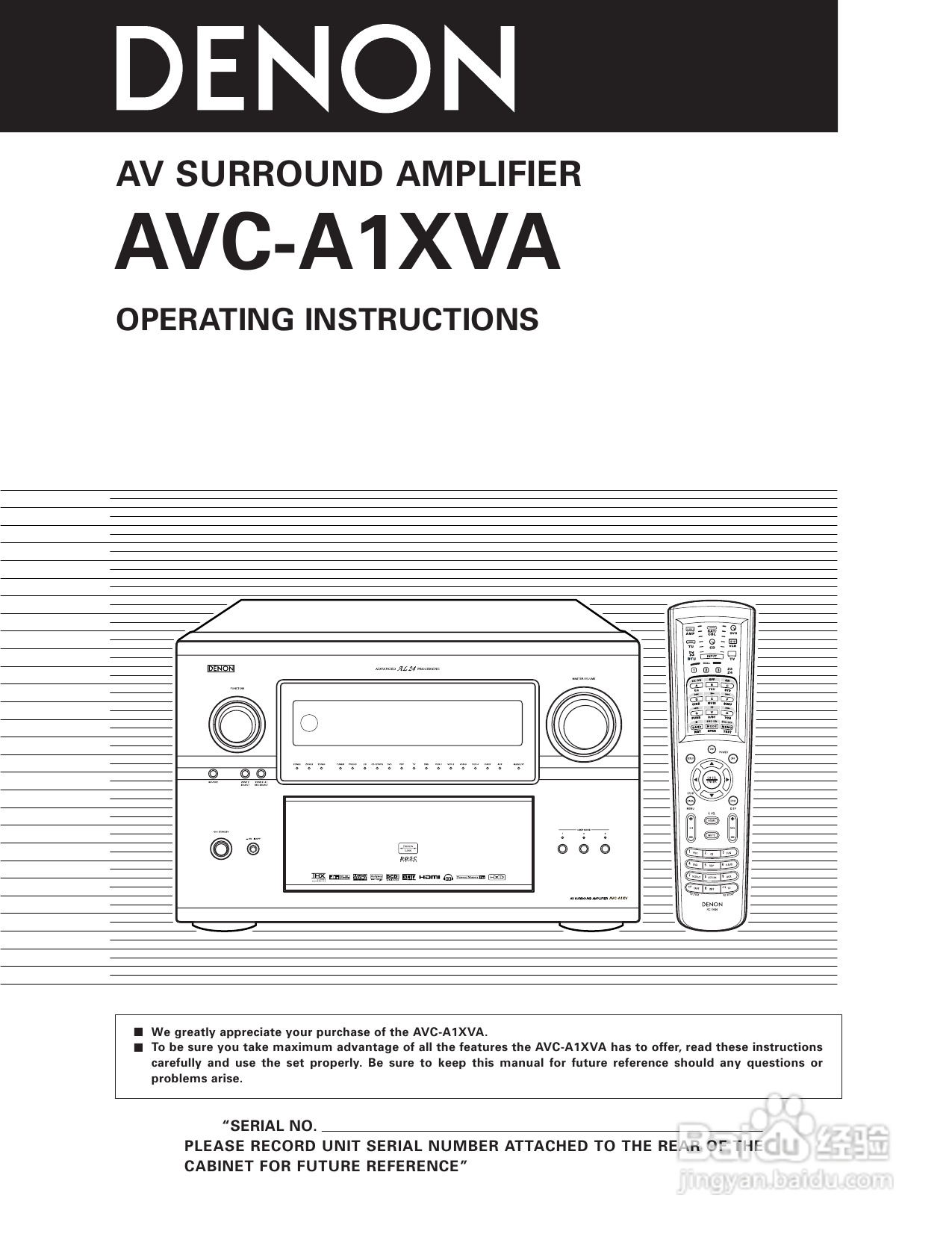 DENON AVC-A1XVA功放安装说明书:[1]