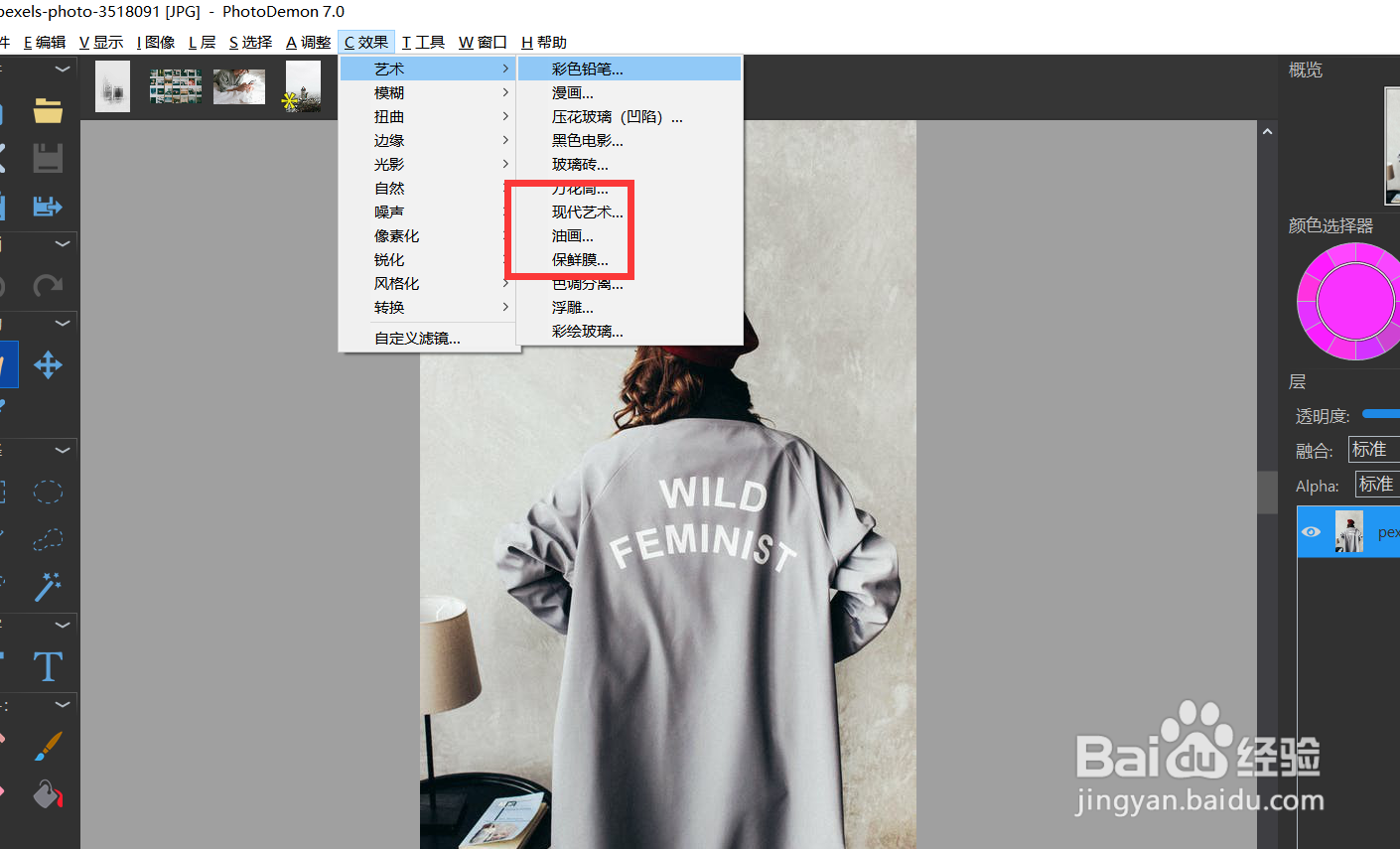 怎样用photodemon将图片做成油画效果