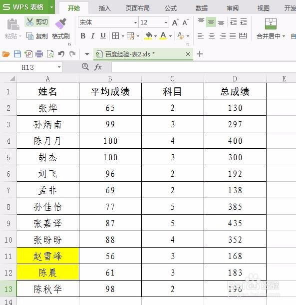 wps表格怎么标黄文字