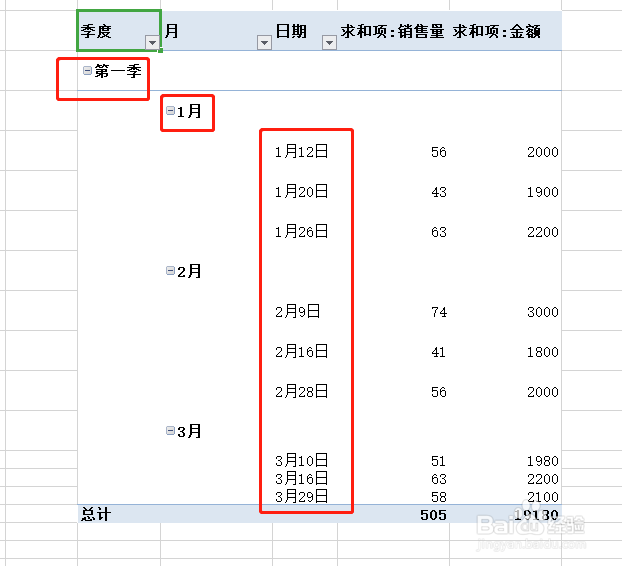 怎么按照日,季度,月来汇总excel报表