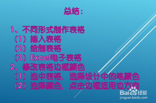 powerpoint/PPT如何修改表格边框颜色如何制表格