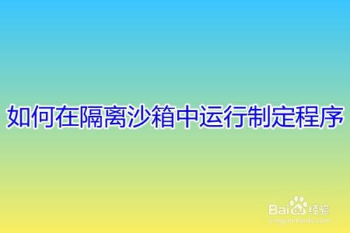 如何在隔离沙箱中运行指定程序