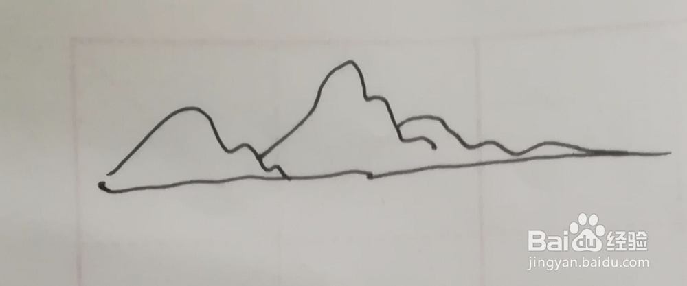 风景简笔画远山、田野组合怎么画
