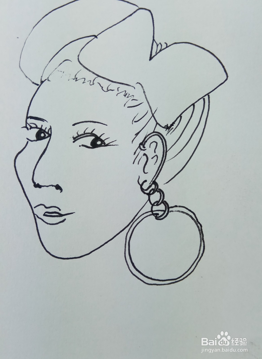 怎样画儿童简笔画“带耳环的女郎”