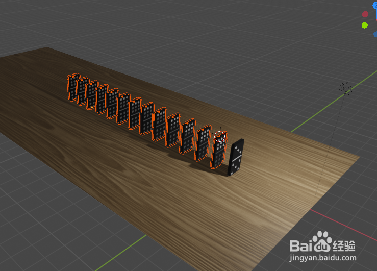在blender2.9如何制作多米诺骨牌接龙倒下动画