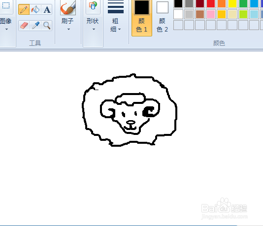 电脑画图简笔画怎么画小绵羊