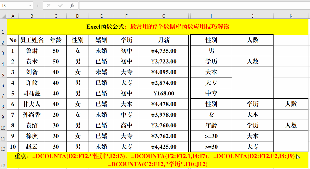 Excel工作表数据库函数应用技巧解读!