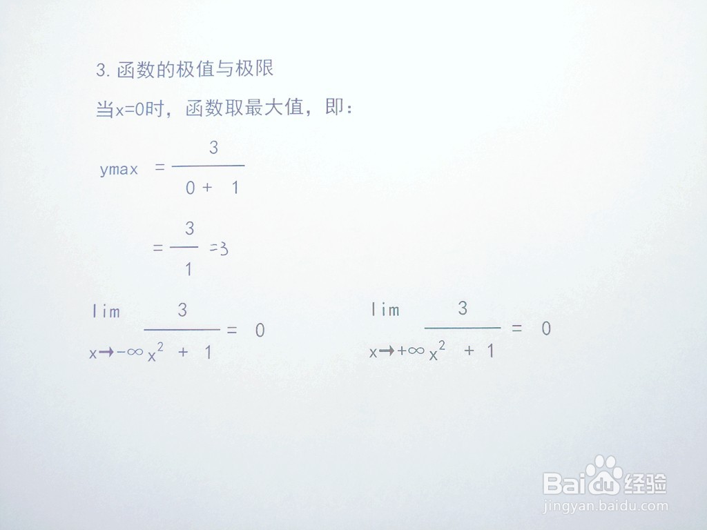 导数画函数y=3/(x^2+1)图像的步骤