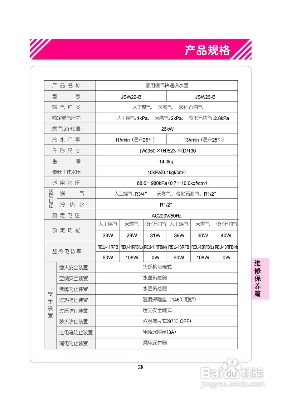 林内热水器JSW32-B型使用说明:[3]