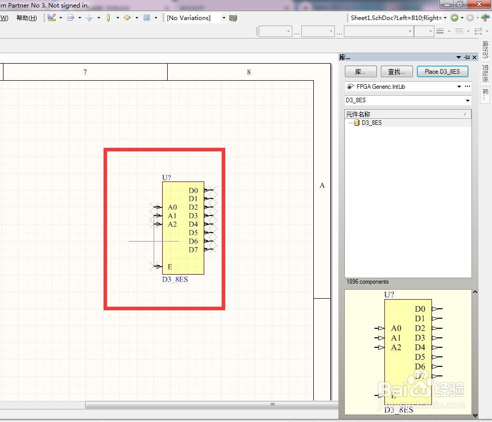 如何在AD中放置3转8分立使能解码器？