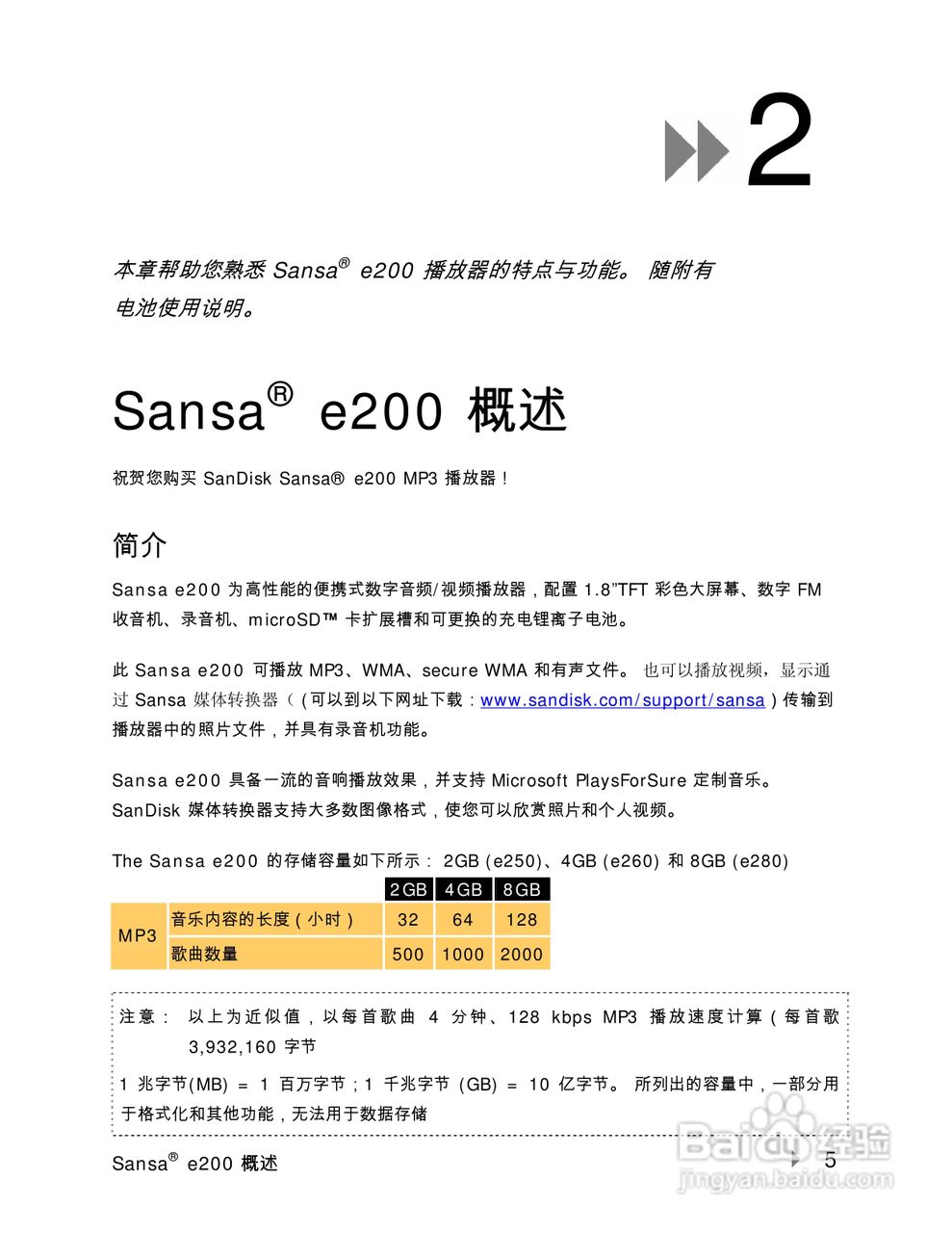 SanDisk Sansa e200 MP3播放器用户手册:[1]