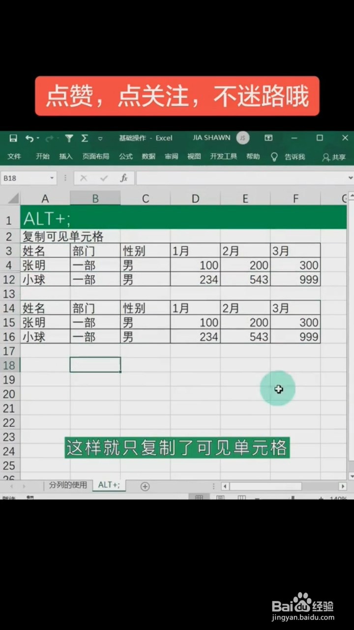 Excel中复制可见单元格的方法