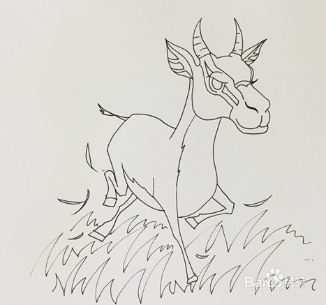 简笔画系列-怎么画奔跑的羚羊简笔画