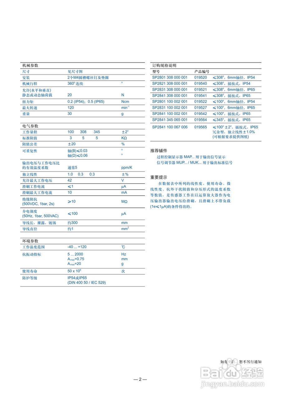 novotechnik SP2841 100 067 006型角度传感器说明书