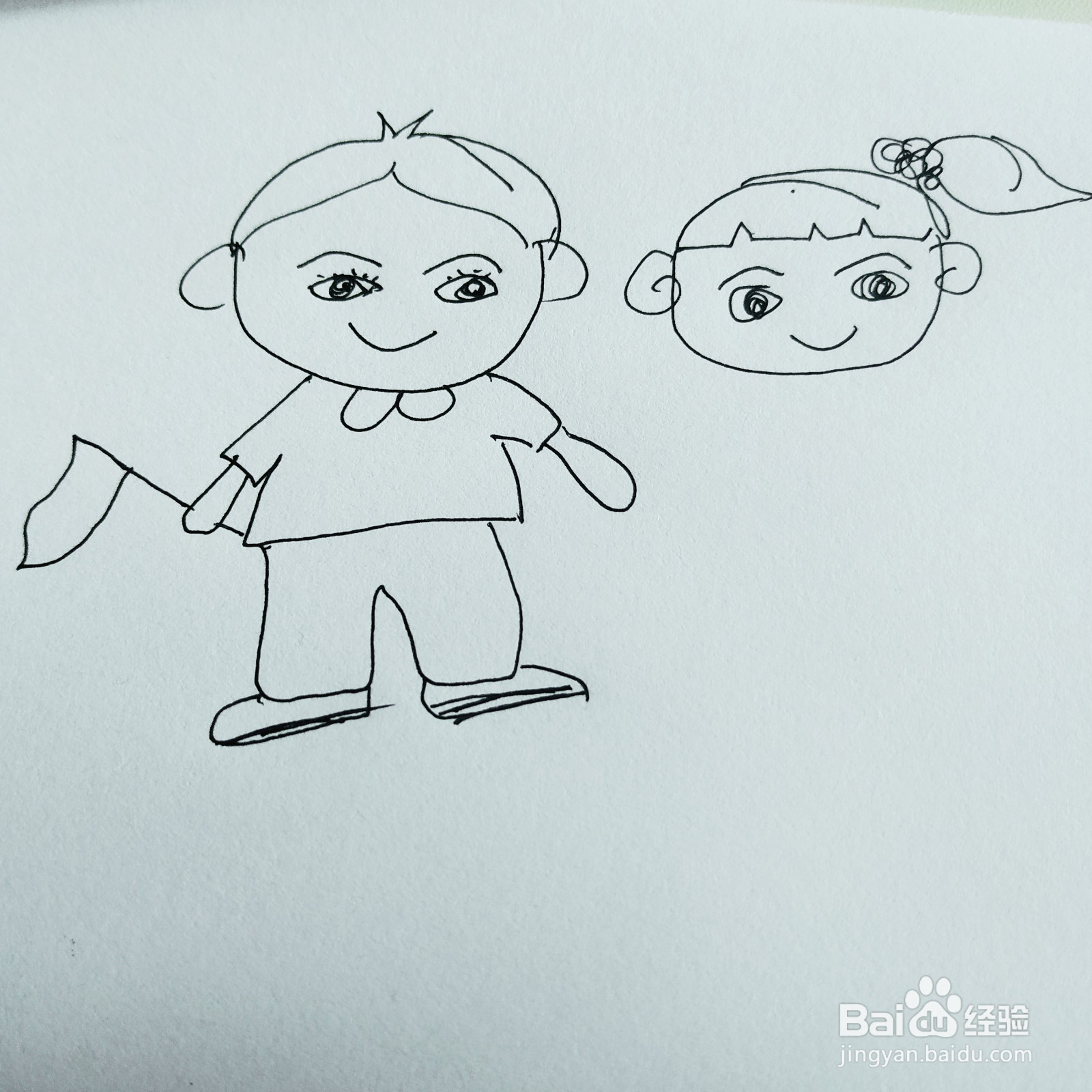 如何画手拉手的男生和女生简笔画