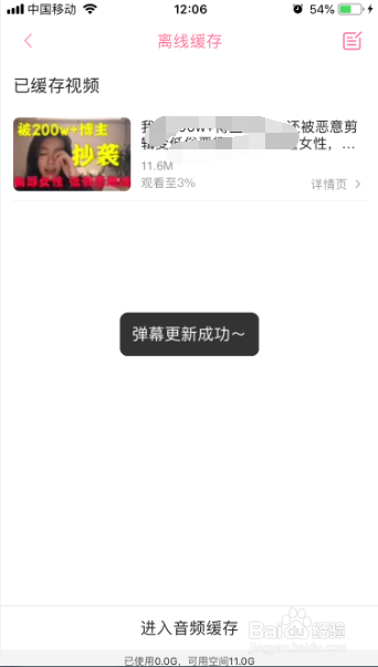 哔哩哔哩怎么对离线缓存做弹幕更新