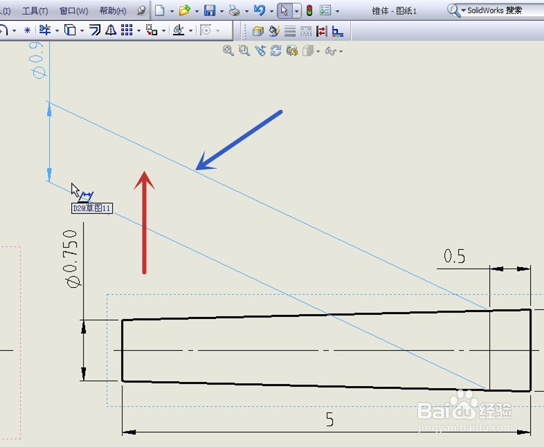 solidworks工程图尺寸线斜标