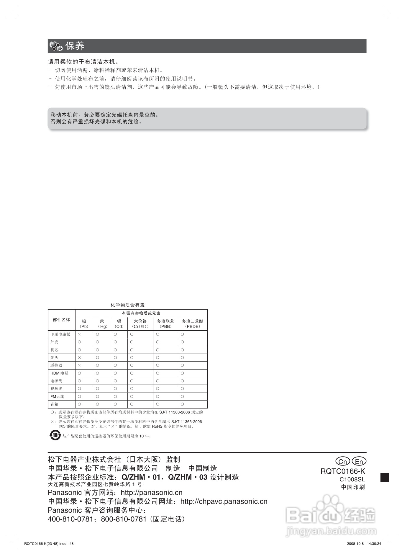 松下SC-HT669家庭影院使用说明书:[3]