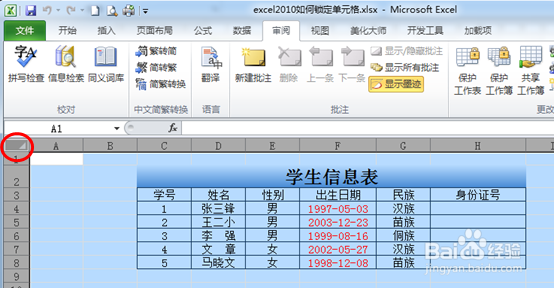 EXCEL2010如何锁定单元格