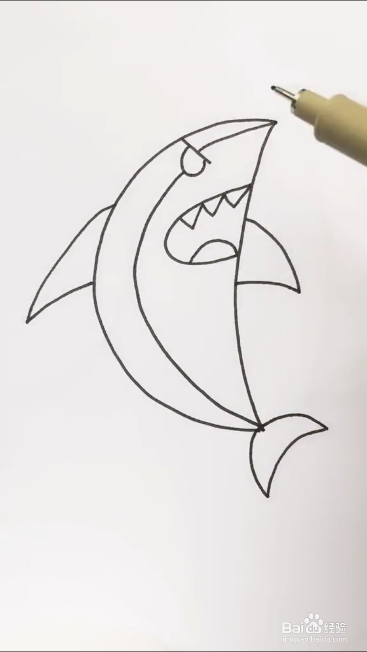 鲨鱼简笔画 m.由来.cn图片