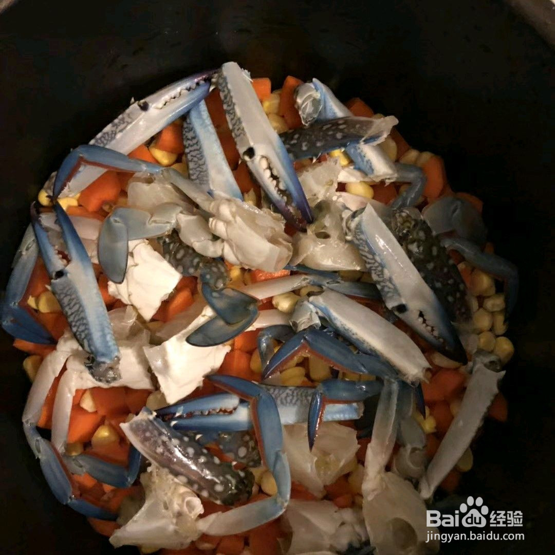 蟹煲饭的做法