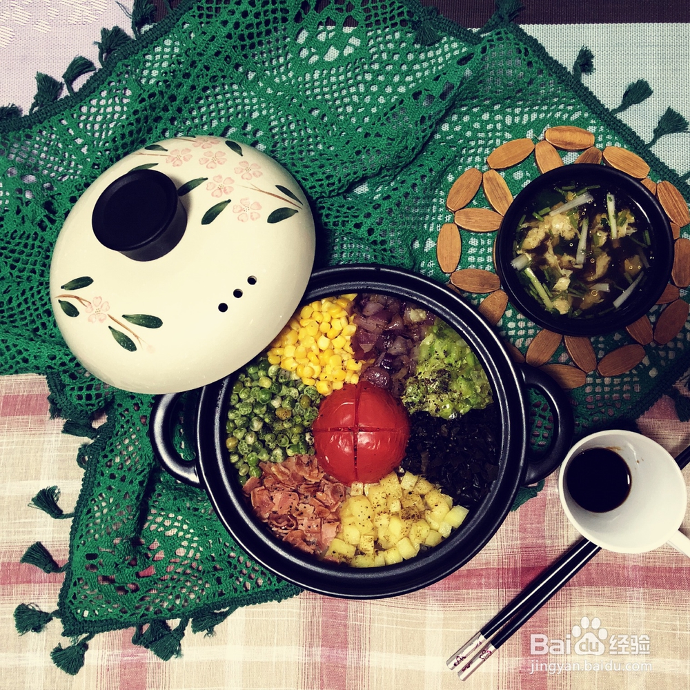 比较下饭的番茄七彩米饭紫菜蛋花汤