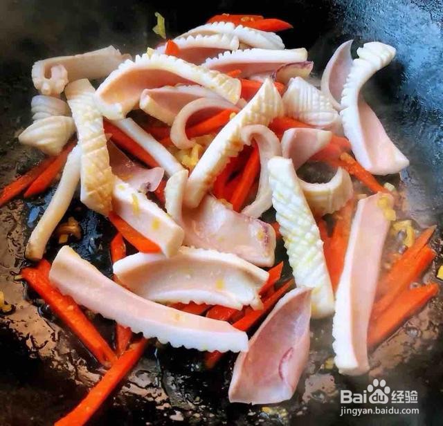 韭菜胡萝卜炒鱿鱼怎么做好吃