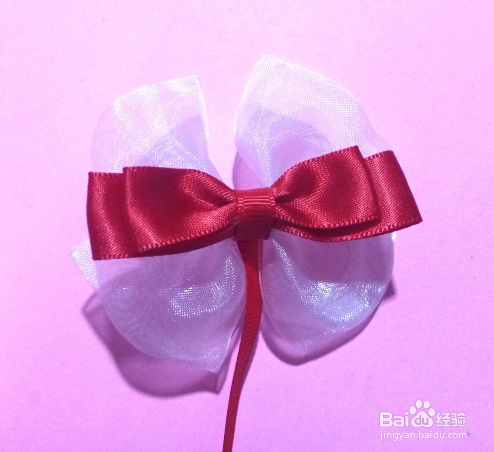 手工珍珠双色小花头花头绳制做方法