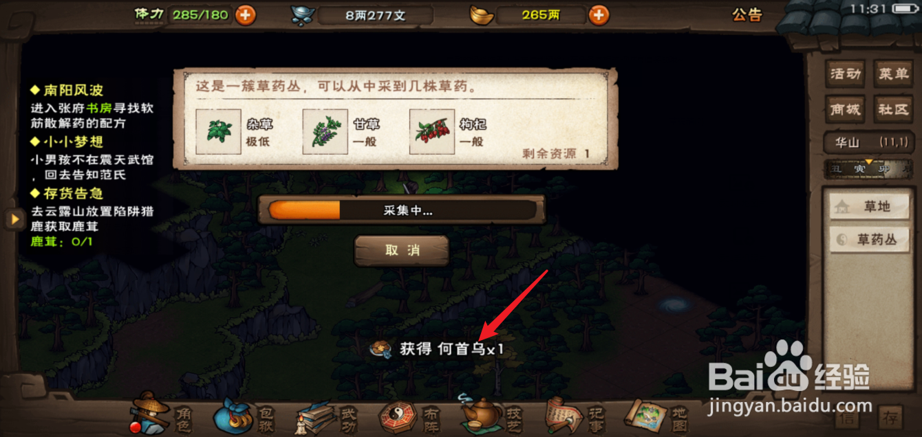 烟雨江湖何首乌哪里有