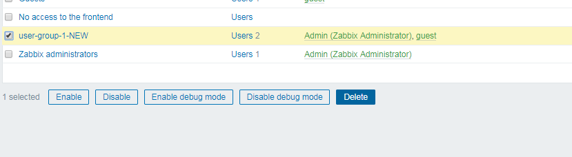 如何在zabbix中删除用户组？