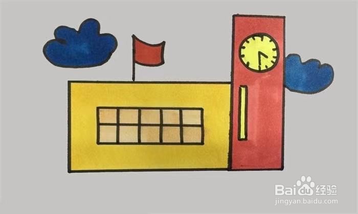 怎么画学校简单又好看