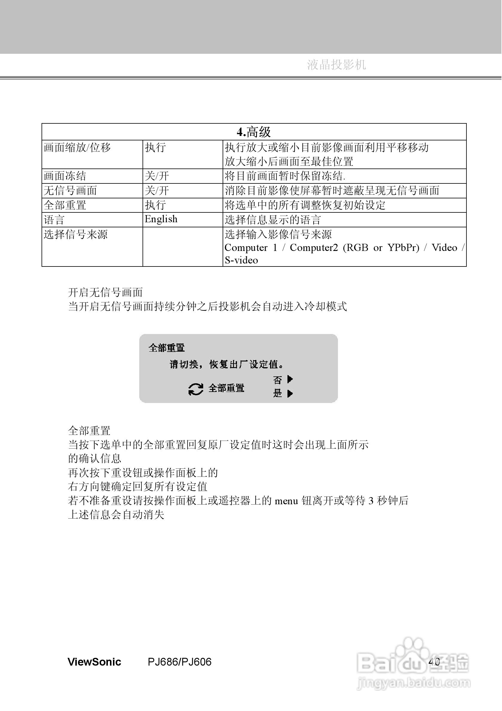 优派PJ606投影机使用说明书:[5]