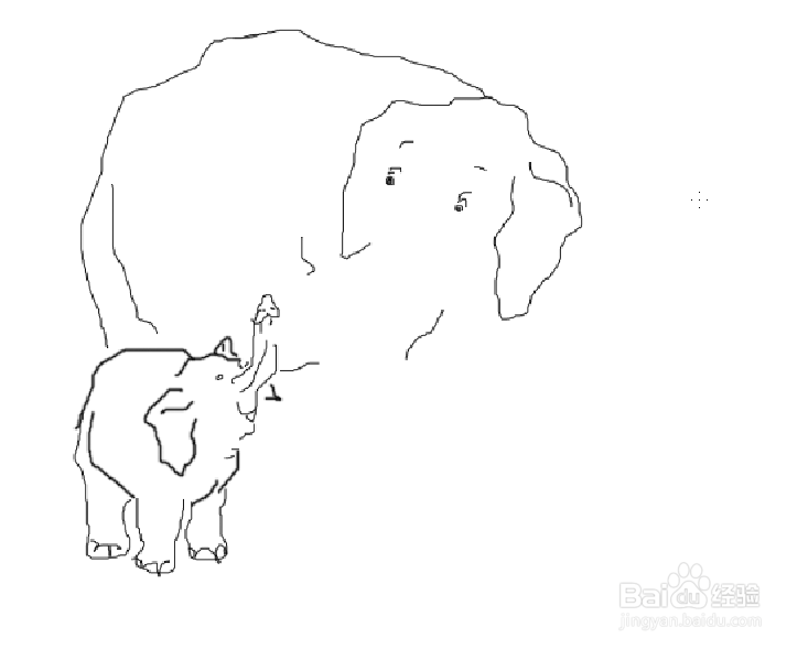 photoshop画大象喂小象