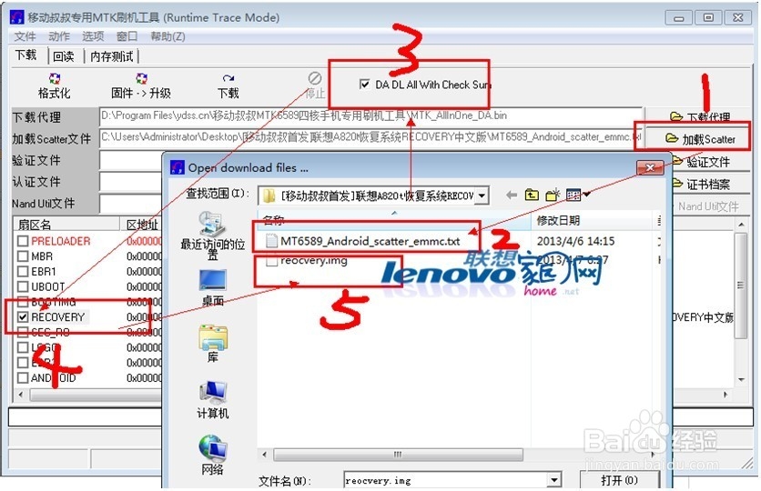 联想A820t怎样一键刷入第三方中文recovery