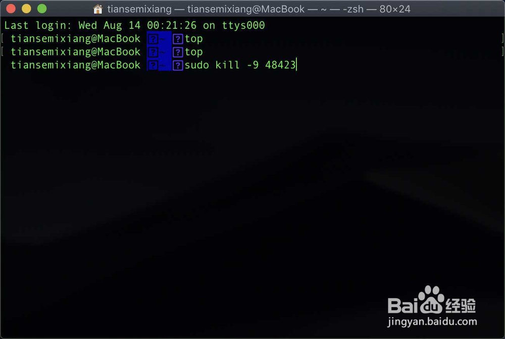 mac的terminal怎么中断进程
