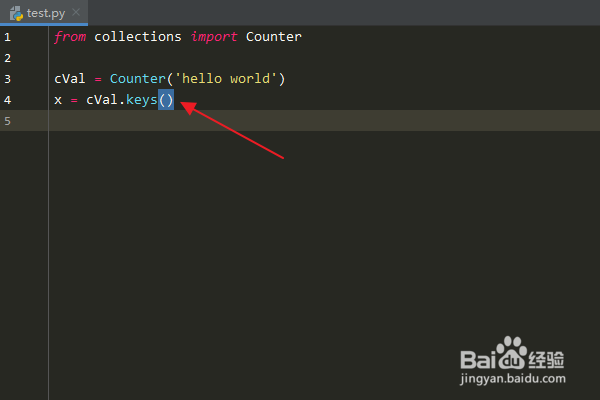 Python编程:怎么使用Counter对象keys()方法