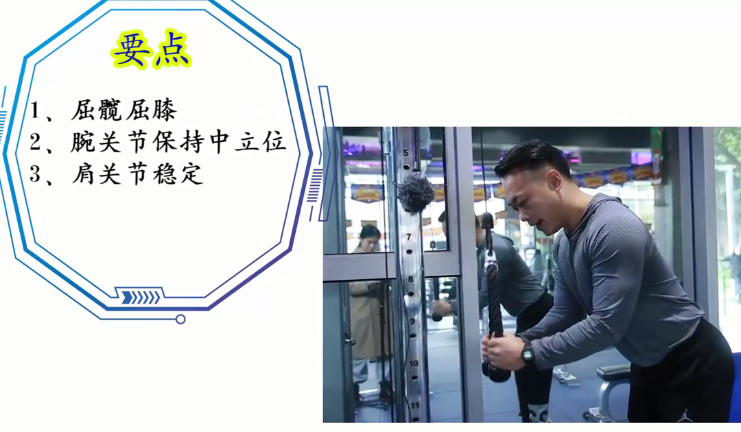 增肌干货:绳索下压,锻炼肱三头肌