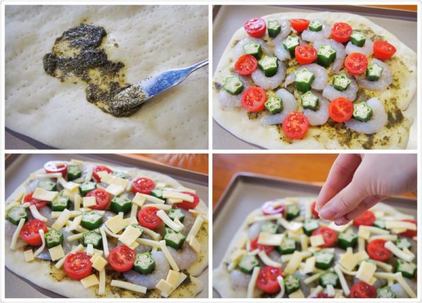 鲜虾秋葵薄底披萨