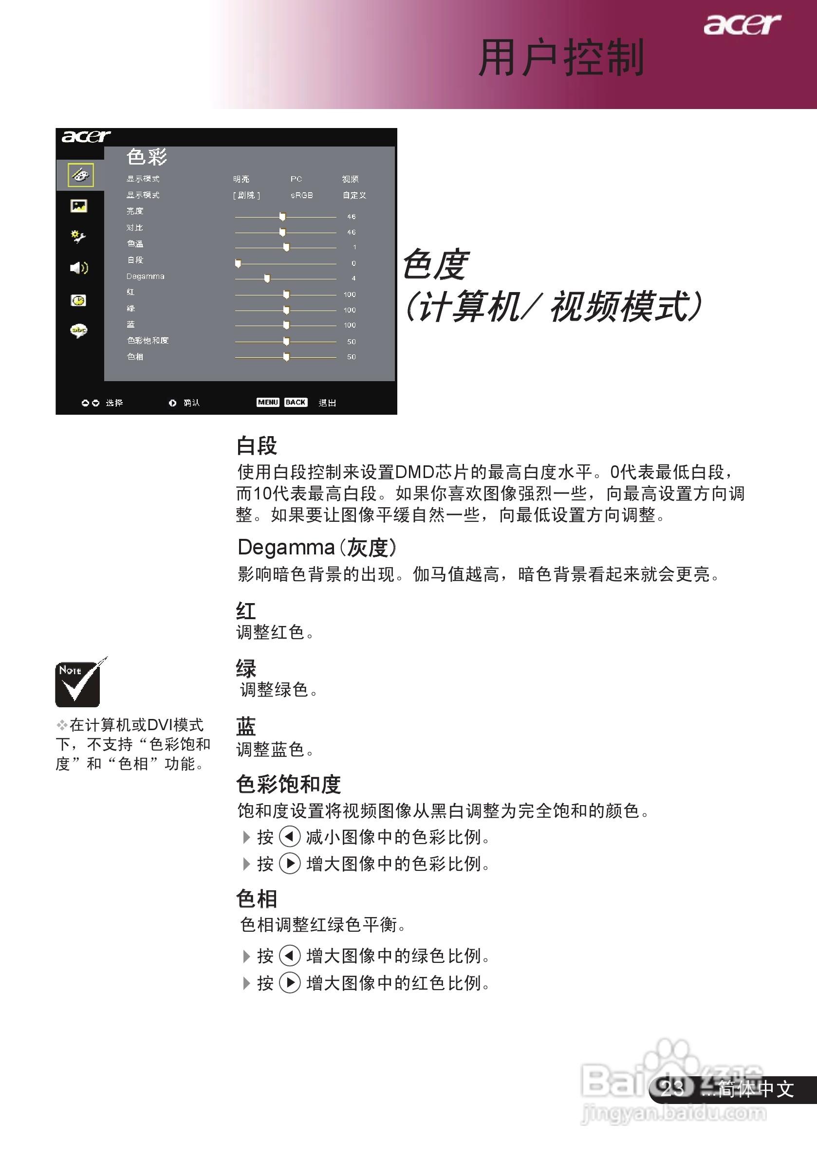 宏基PD527投影机使用说明书:[3]