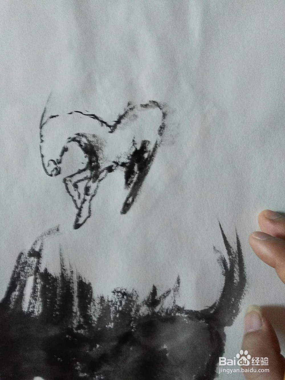 国画马的水墨画法。