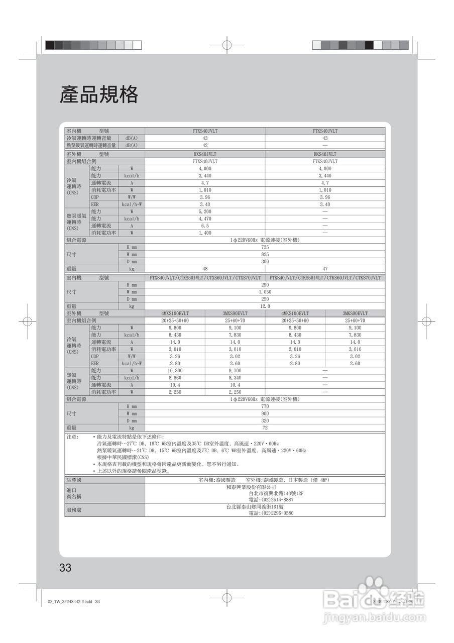大金FTX(K)S40,CTX(K)S50,60,70JVLT空调说明书:[4]